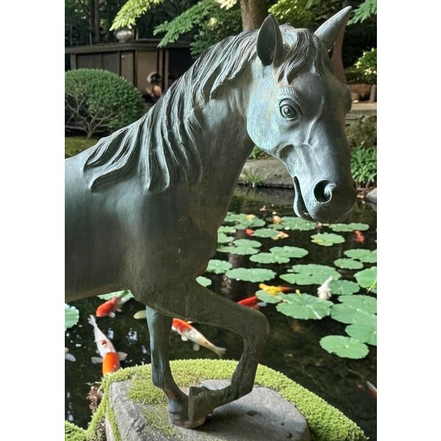Stunning, statement-piece vintage Italian bronze horse sculpture. This is a high-quality, heavy cast-bronze statue (not...