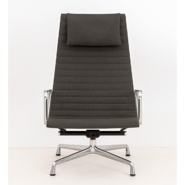 Charles and Ray Eames for Herman Miller EA124 Aluminum Group Lounge Chair, with geometric upholstery on aluminum base,...