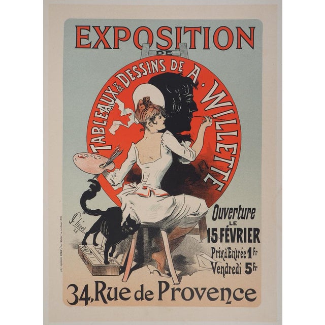 Jules Cheret, Jeune fille peintre, 1897 Lithograph For Sale - Image 9 of 9
