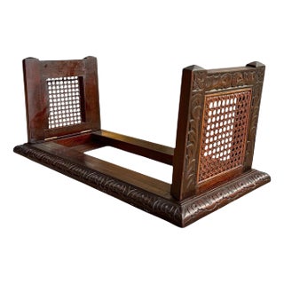 Early 20th Century Jacobean Revival Book Slide in Mahogany With Cane Panels For Sale