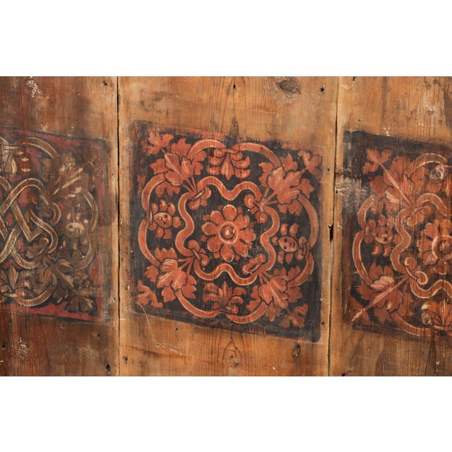 A hand-painted Italian wood wall panel from the 19th century. This antique wall decoration from Italy is comprised of four...