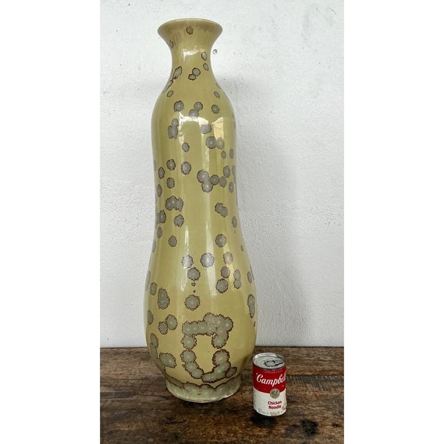 Vintage Yellow Crystalline Glazed Ceramic Vase For Sale - Image 11 of 12