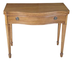 Antique American Sheraton Painted Grain Serpentine Flip Top Console Game Table