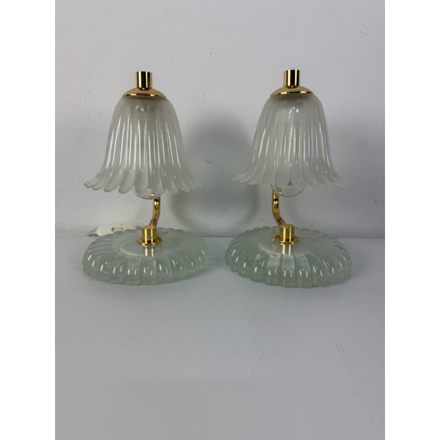 Murano Glass and Brass Bedside Lamps from Murano Due, 1970s, Set of 2 For Sale - Image 12 of 14