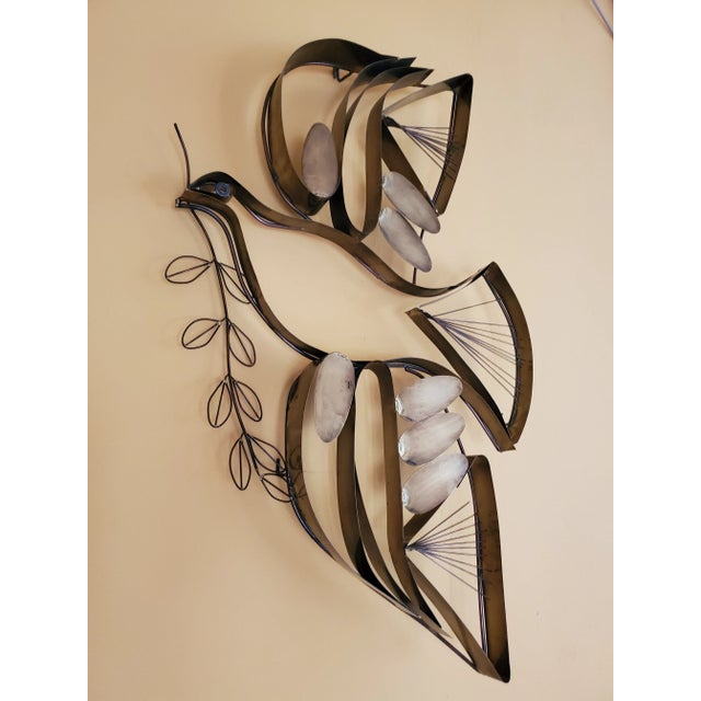 Mid-Century Modern 1978 Vintage Curtis Jere Dove of Peace Metal Wall Sculpture For Sale - Image 3 of 6