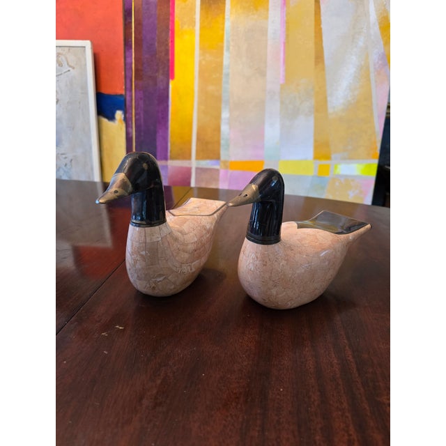 Vintage Maitland-Smith Marble Tessellated Ducks- a Pair For Sale - Image 12 of 12