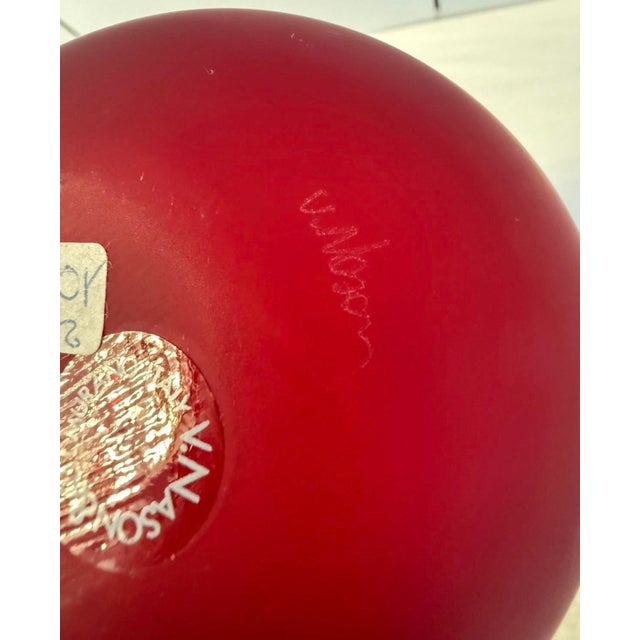 A refined vintage Murano glass bottle by V. Nason & C., crafted in Italy in the late 20th century. This sculptural form...