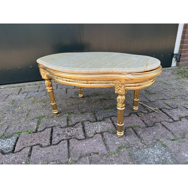 1950 French Louis XVI Gold Beech Marble Coffee Table - 1 Pc For Sale - Image 12 of 12