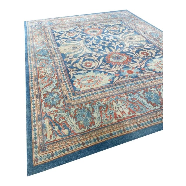 Blue 1990s Vintage Old Persian Sultanabad Area Rug 10x13 For Sale - Image 8 of 8