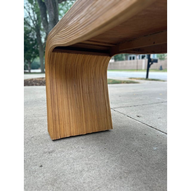 Late 20th Century Late 20th Century Post-Modern Pencil Reed Rattan Waterfall Console Table For Sale - Image 5 of 5