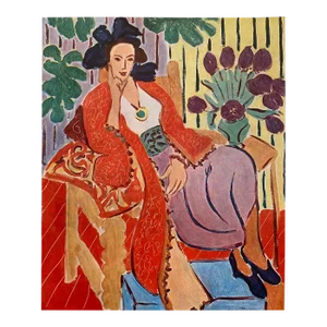 Henri Matisse Vintage 1958 Fine Art Lithograph Print " Woman With Red Skirt and Violet Tulips " 1937