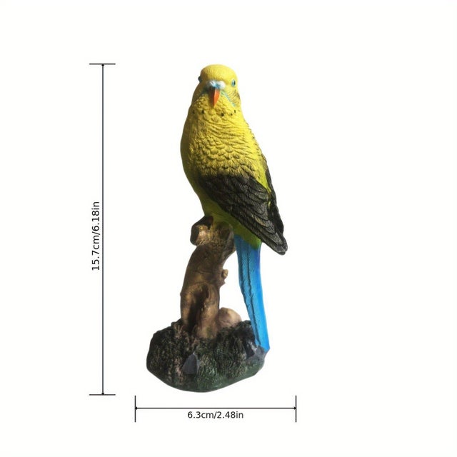 Pair of Resin Parakeet Figurines – 6.1" Realistic Bird Sculptures on Branches For Sale - Image 10 of 16