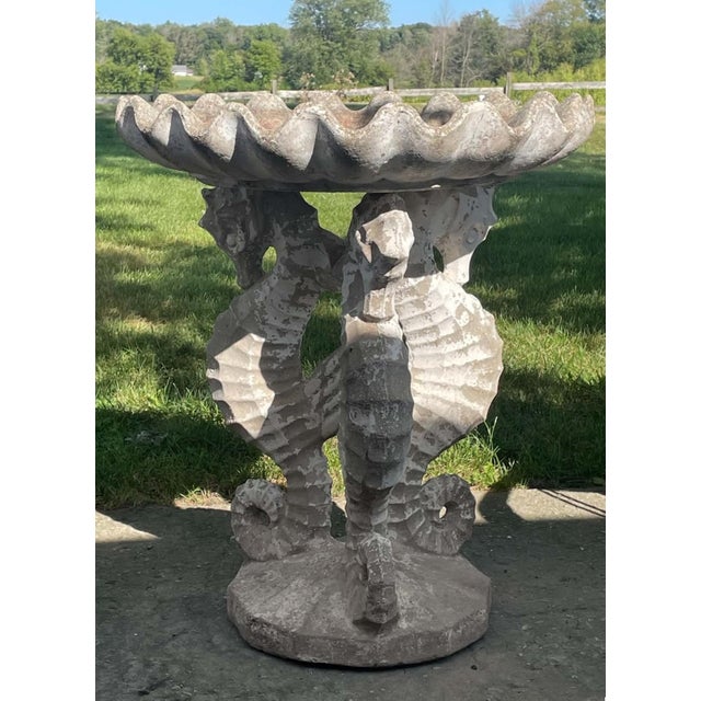 Vintage Three Seahorses Birdbath Concrete For Sale - Image 15 of 18