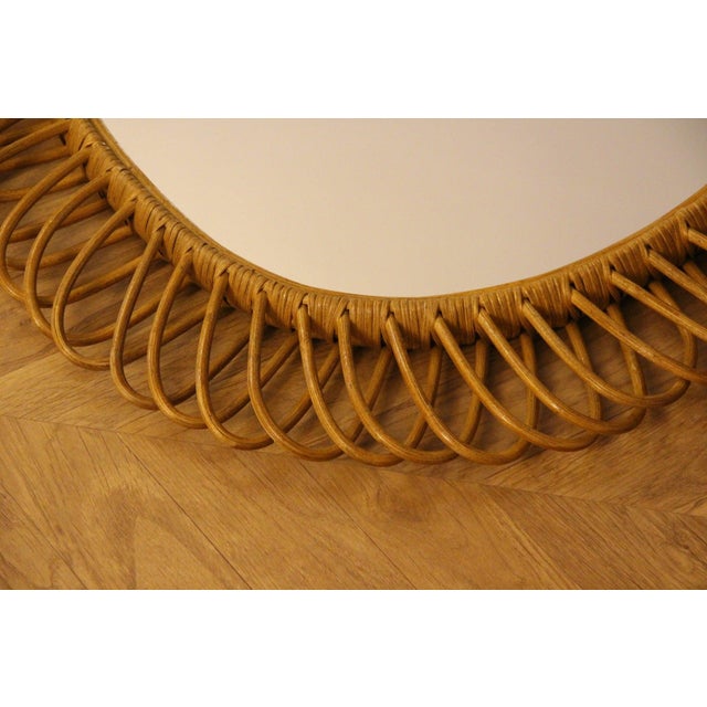 Mid-Century Modern Oval Wall Mirror in Rattan and Bamboo, 1960s For Sale - Image 3 of 16