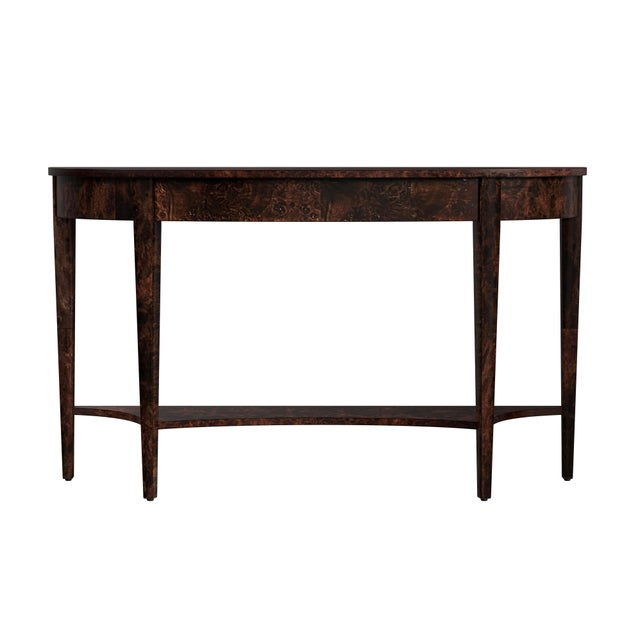 Spritely Home Accent Furniture Astor 54"W Demilune Console Table, Dark Burl For Sale - Image 4 of 8