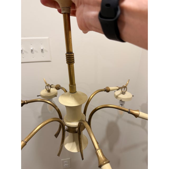 Mid 20th Century Vintage Stilnovo 6 Arm Chandelier For Sale - Image 5 of 13