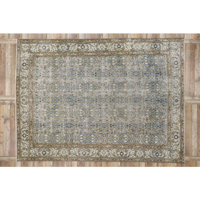 Blue Antique Persian Mashhad Rug - 08'09 X 12'00 For Sale - Image 8 of 9