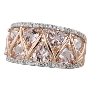 Mid 20th Century 3.22ctw Morganite Diamond Ring 14k Rose Gold Size 8 Cocktail For Sale