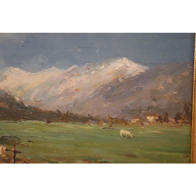 Italian Artist, Mountain Valley Landscape, Oil Painting on Plywood, Framed For Sale - Image 9 of 14