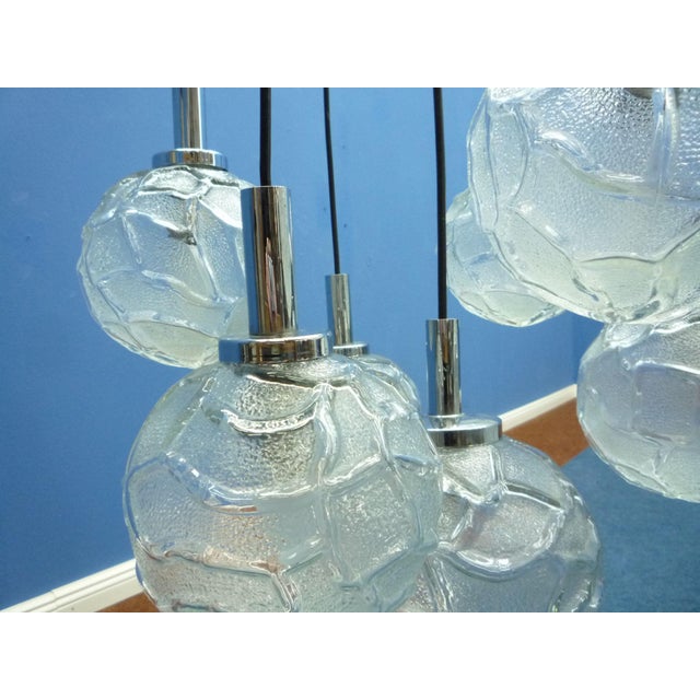 Black Cascade Ice Glass Hanging Lamp from Doria, 1960s For Sale - Image 8 of 15