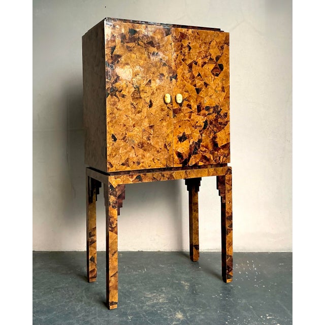 Amber Vintage Boho Maitland Smith Tessellated PenShell Dry Bar For Sale - Image 8 of 12