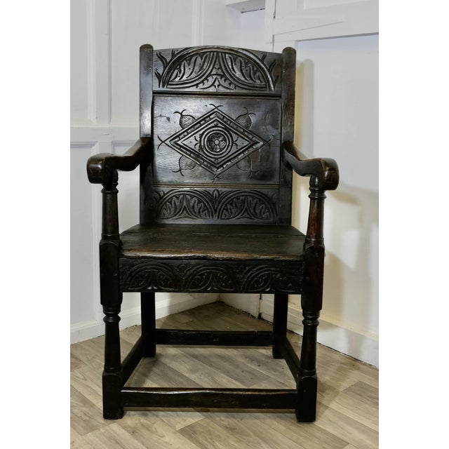 Brown 18th Century Oak Wainscot Hall Chair For Sale - Image 8 of 9