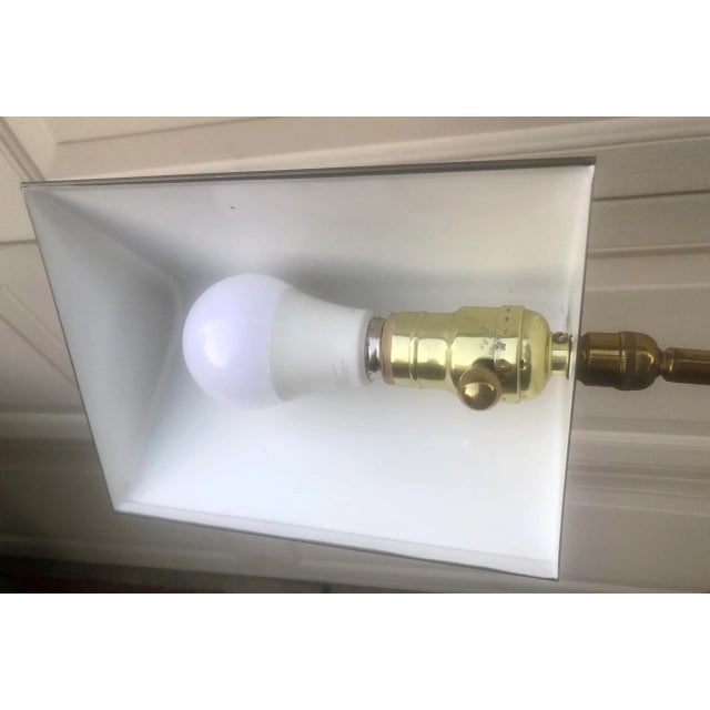 Mid-Century Modern Heavy Brass Adjustable Floor Reading Lamp For Sale - Image 3 of 5