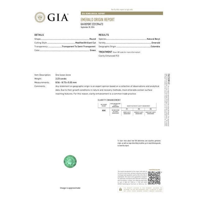 Gia Certified 2.2ct Colombian Emerald Ring W Natural Diamond Accents in 14k Gold, Size 7.5 For Sale - Image 9 of 9