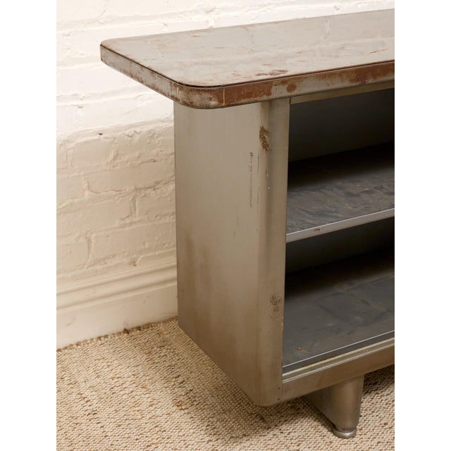 Vintage Industrial Metal Open Shelf Console Cabinet For Sale In Los Angeles - Image 6 of 10
