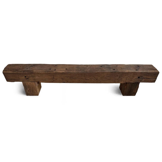Vintage Rustic Old Railway Wood Beam Bench For Sale In Los Angeles - Image 6 of 7