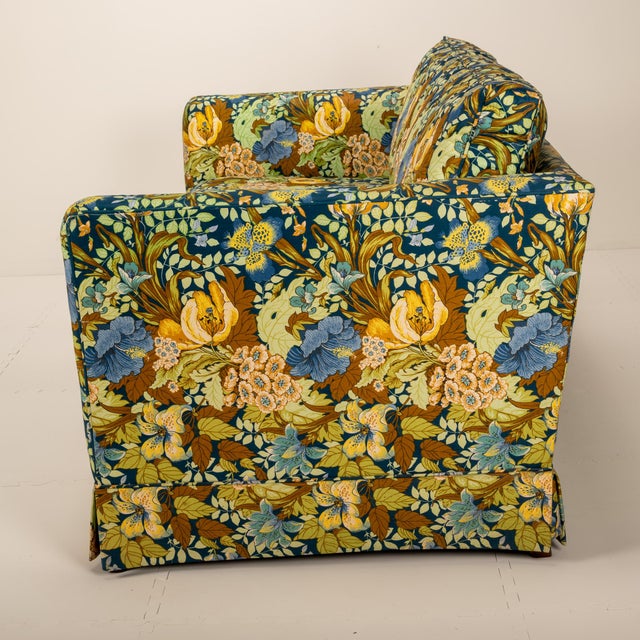 1980s Ethan Allen Chintz Chinoiserie Boho Quilted Cotton Floral Sofa