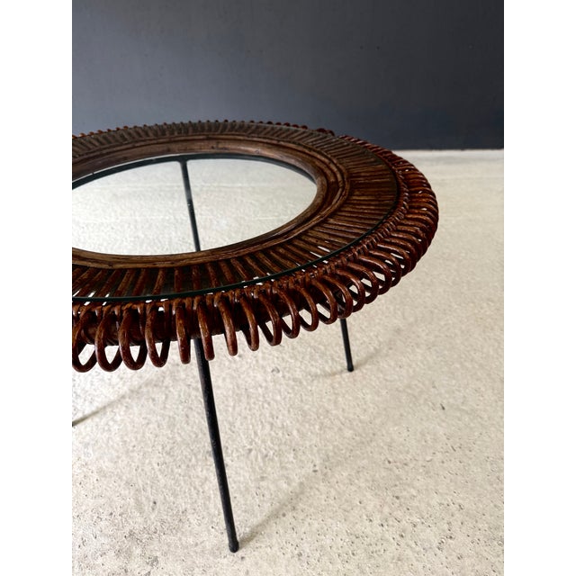 Black Mid-Century Bamboo Occasional Side Table, France, 1950s For Sale - Image 8 of 17