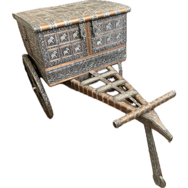 1980s Handcrafted East Indian Bar Cart For Sale In Portland, OR - Image 6 of 6