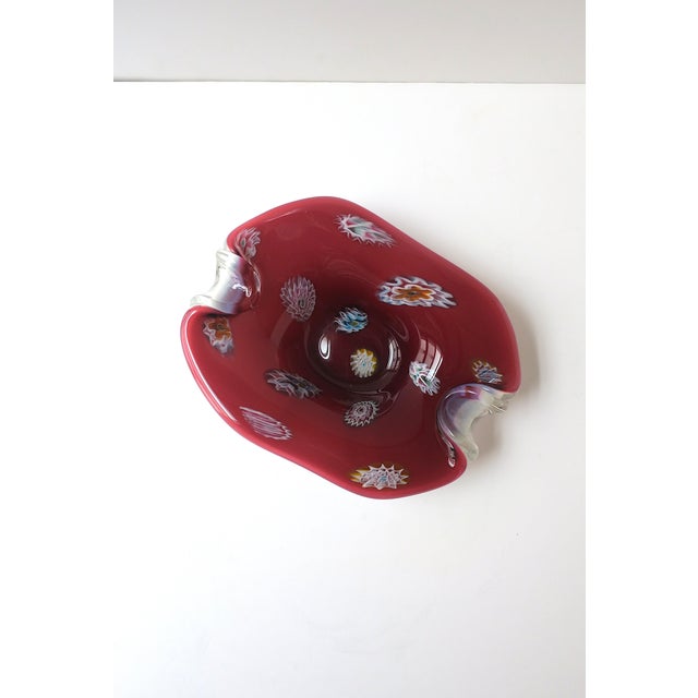 Glass Italian Murano Art Glass Bowl Red Burgundy, Circa Mid-20th C For Sale - Image 7 of 14