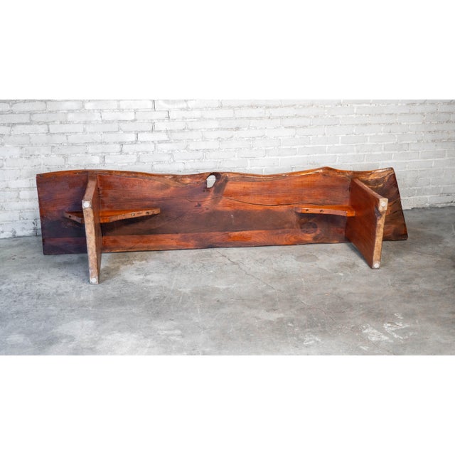 1970s Mid-Century Modern Live Edge Solid Wood Bench For Sale - Image 17 of 18