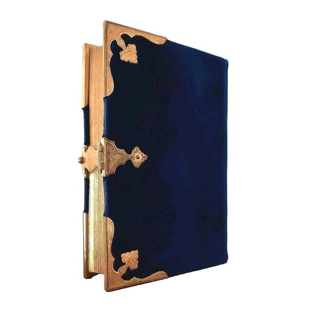 Illustration (1851) Blue Velvet Christian Prayerbook With Brass Clasp & Corners - Antique Devotional Christian Bible Art For Sale - Image 3 of 15