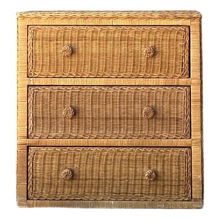 Vintage Woven Rattan Chest of Drawers For Sale