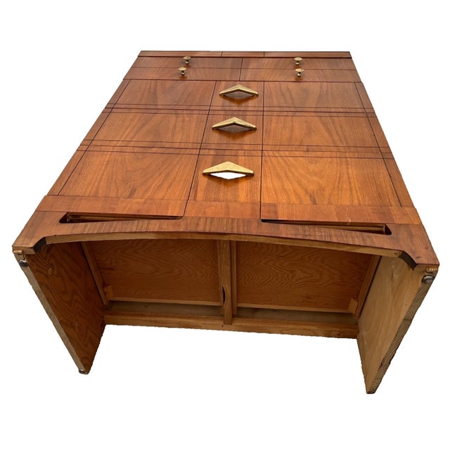 Gorgeous Mid Century Art Deco Revival Dresser Chest Four Drawers Brass Pulls For Sale - Image 13 of 13