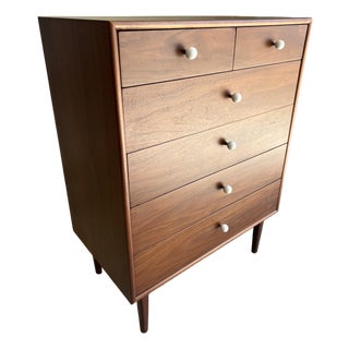 Refinished Mid Century Modern Highboy Dresser by Kipp Stewart for Drexel Declaration For Sale