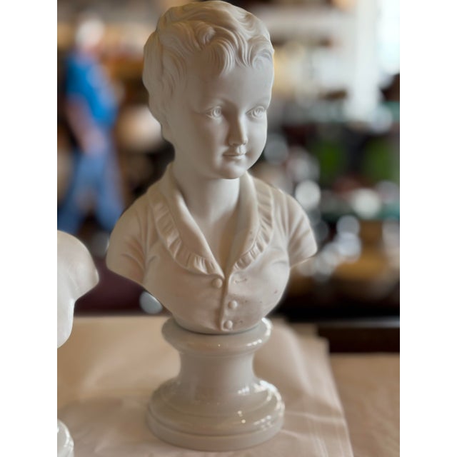 Set of 2 Japanese Made, Hand Painted Porcelain Mini Busts For Sale - Image 4 of 12
