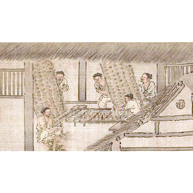 Fine China Trade Watercolor on Paper: Silk Processing—Feeding of Silkworms Circa 1780–1820 For Sale - Image 12 of 13