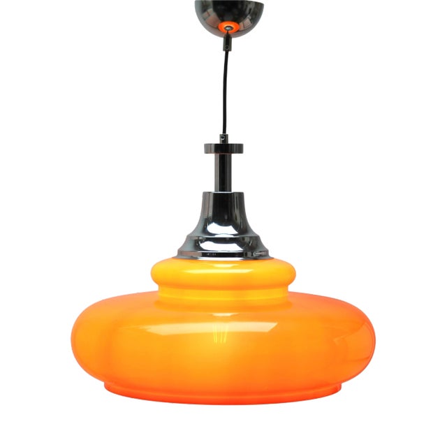 Mid-Century Scandinavian Pendant Light with Acrylic Optical Shade For Sale