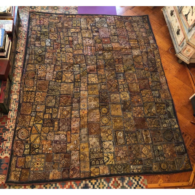 Vintage Indian Mirrored Quilt With Quilted Backing For Sale - Image 9 of 9