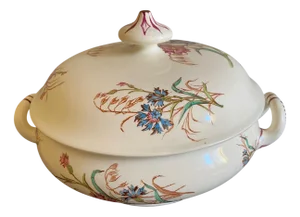 French Ironstone Cornflower Tureen by Keller & Guérin Luneville, 1890s