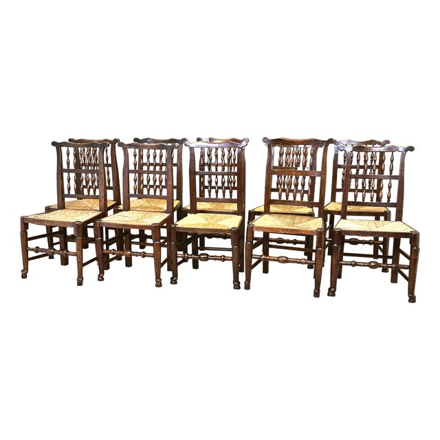 Georgian Farmhouse Kitchen Dining Chairs, 1820s, Set of 10 For Sale