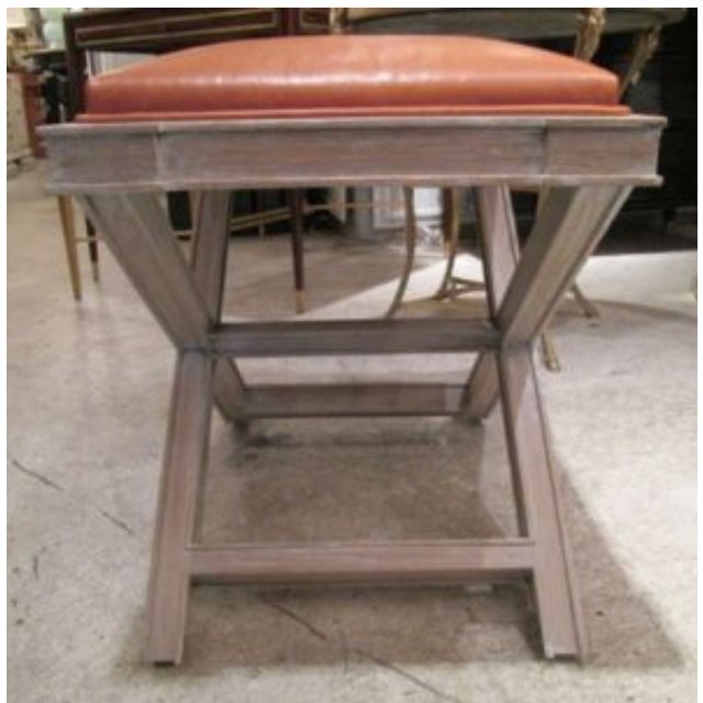 Bespoke Cerused Oak X-Frame Bench For Sale - Image 4 of 5