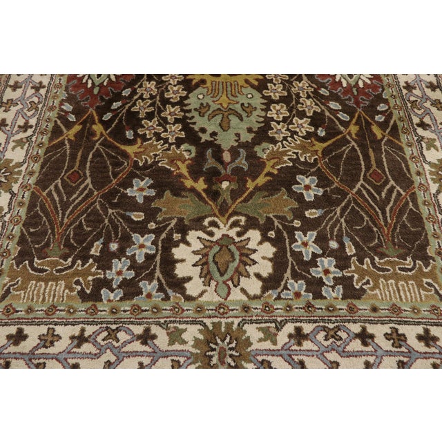 William Morris Vintage Indian Hooked Rug, 05'10 X 08'08 For Sale - Image 4 of 8
