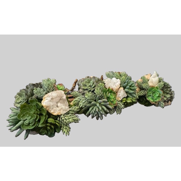 Custom One-of-a-Kind Succulent & Geode Arrangement on Grapevine Branch 24" W X 7" D X 6" H For Sale - Image 9 of 9