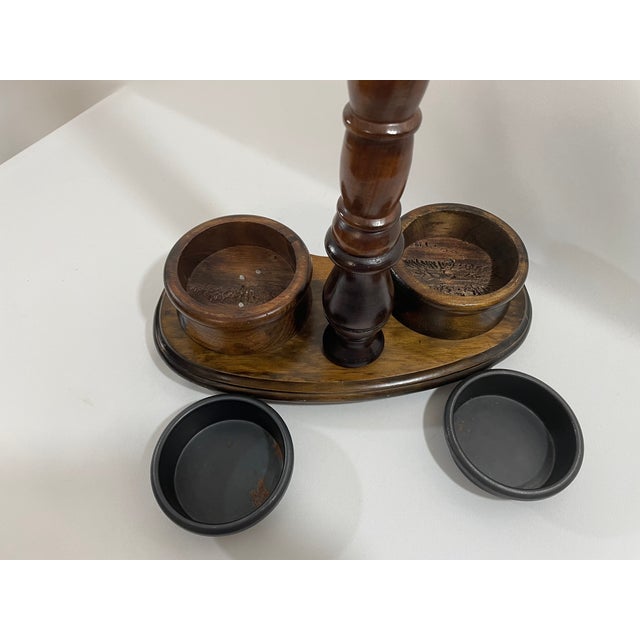 Vintage 1980s Walnut Double Umbrella Stick Stand For Sale - Image 9 of 17