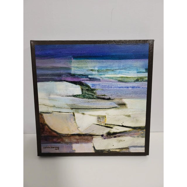 A pair of beautiful abstracts by Contemporary artist Carole Barnes. Titled "Sea Patterns", the abstract shapes are in...